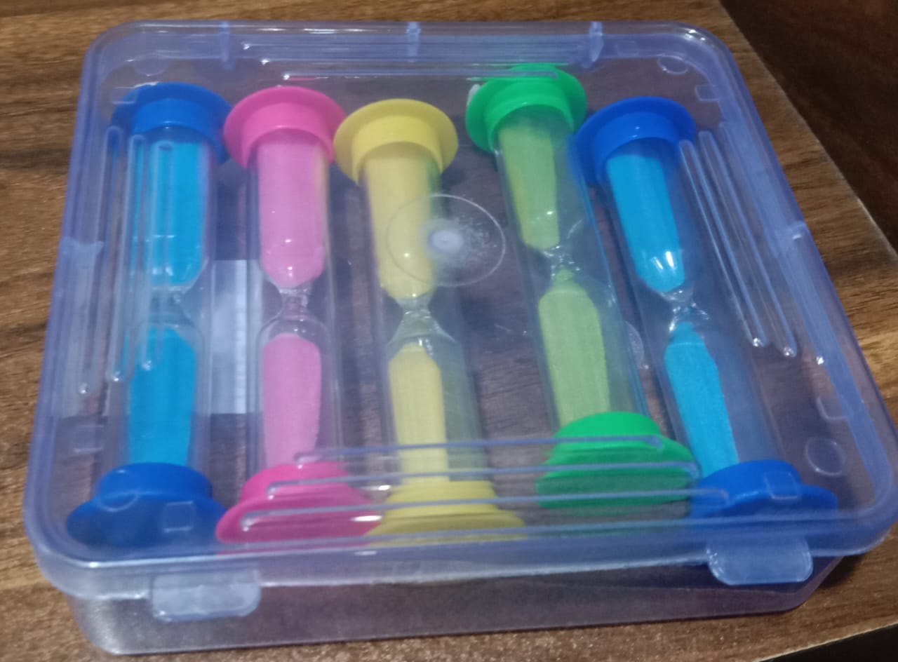 Sand Timer Plastic Hourglass, Sand Glass Toy (3 Min Approx / 5 pc)