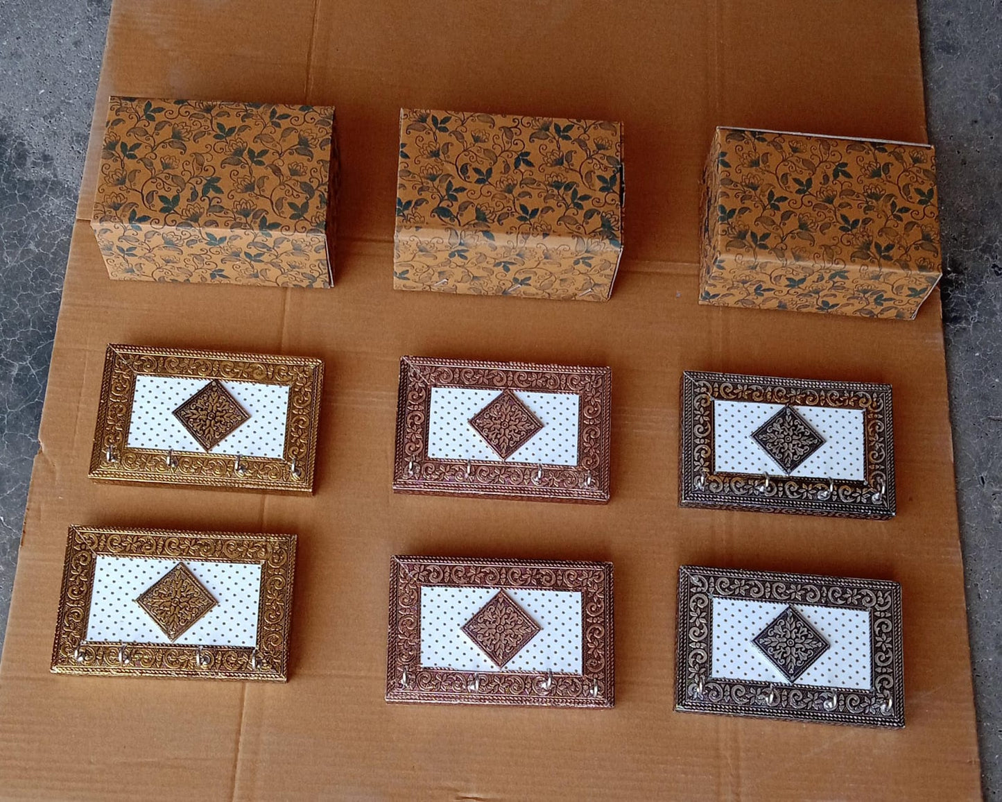 Handicraft Meenakari Wooden keyholder | Wall Hanging Key Holder Style for Your Home Decor & Gift Keys Stand (2 Pc Set)