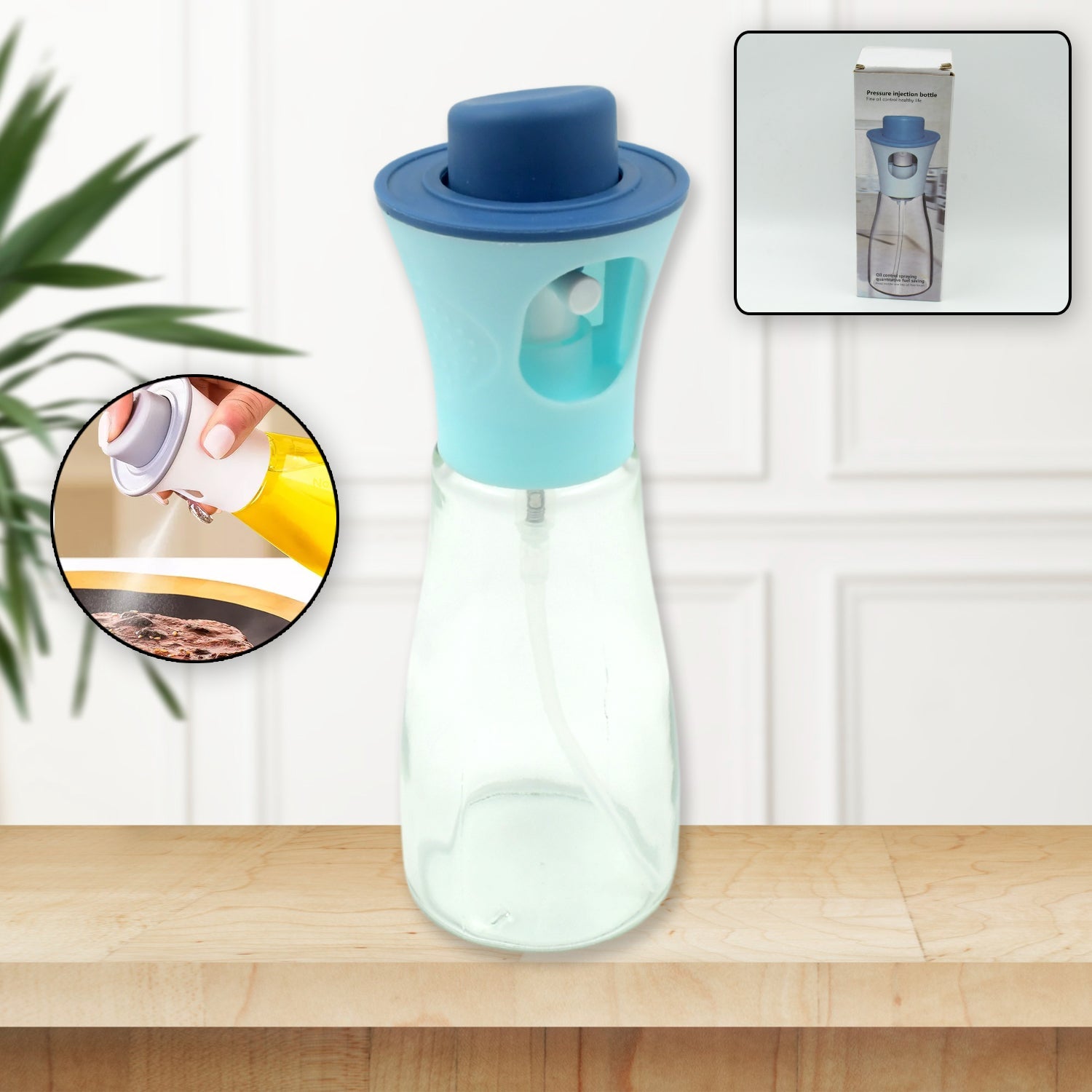 Plastic oil dispenser bottle, 200 ml, for cooking, mist spray for oil and vinegar.