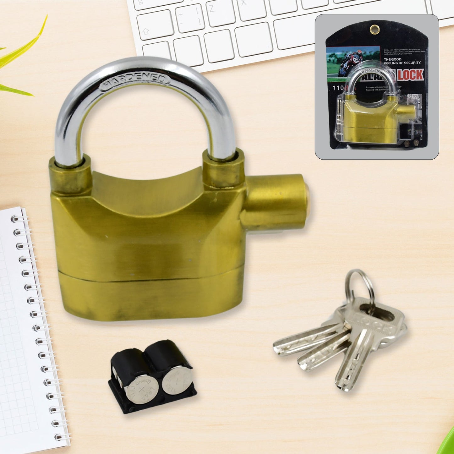 Security Alarm Metallic Lock System with 3 Keys (1 Set / Mix Color)