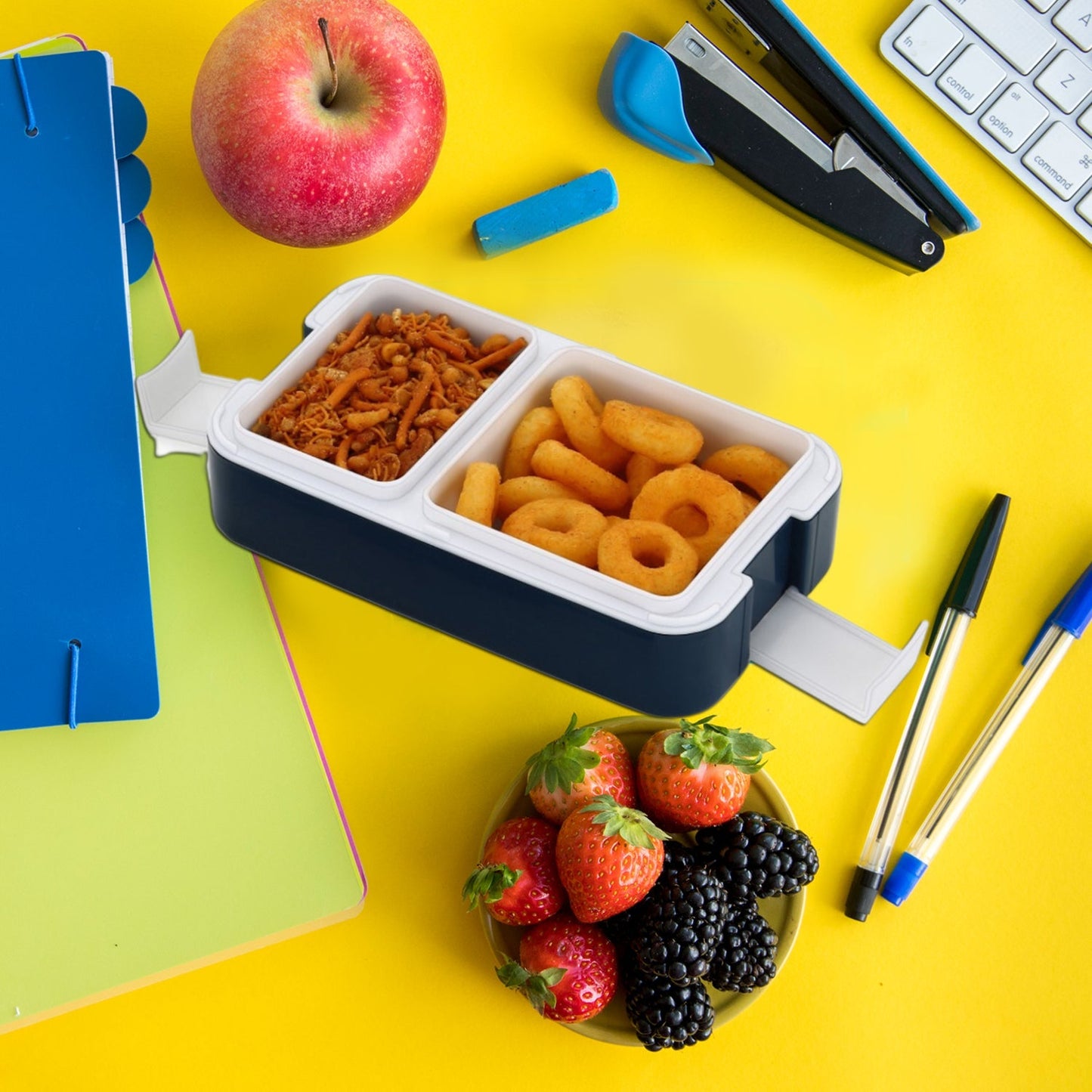 Blue 2-compartment lunch box