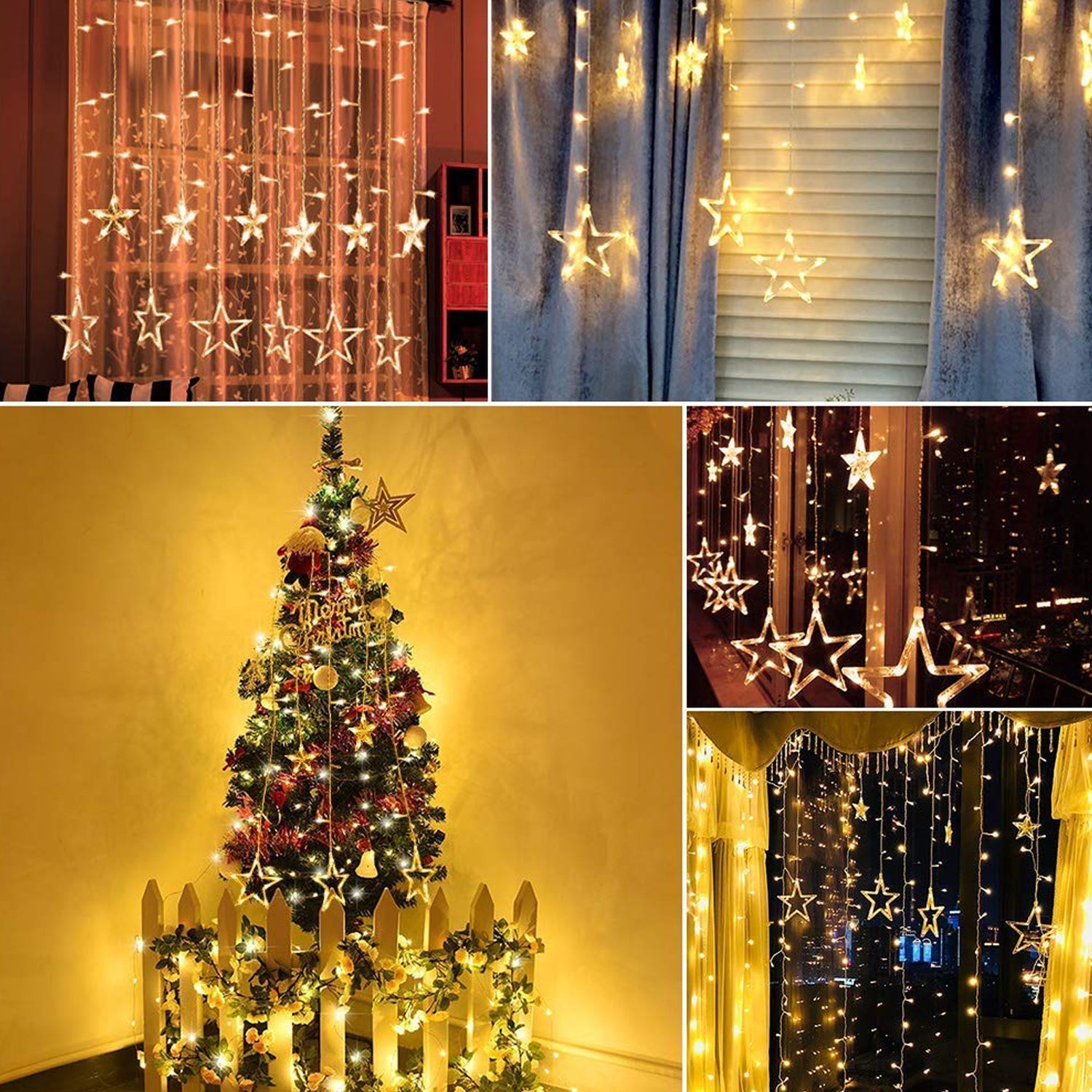 Multi-mode star curtain lights for festive decoration