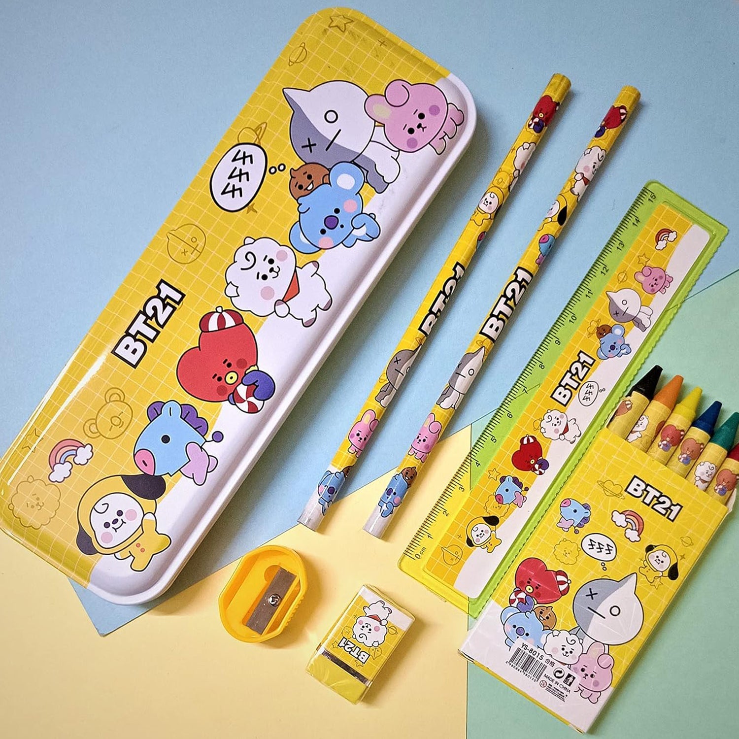 School supply set for kids, 12-piece stationery kit with sharpener and pencil