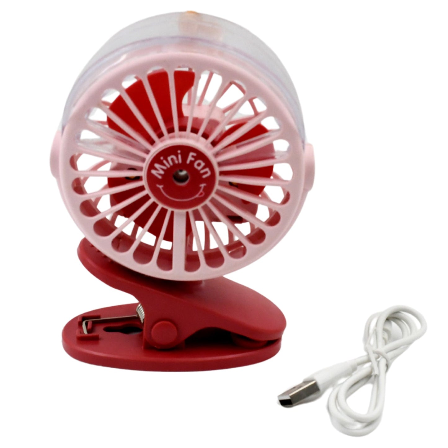 Portable Clip-on Fan, Battery Operated, With Light & Spray, Small Yet Powerful USB Table Fan, 3-Speed Quiet Rechargeable Mini Desk Fan, 360° Rotation, Personal Cooling Fan for Home, Office, Camping