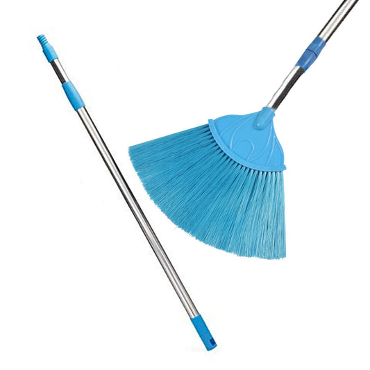 Grey broom with a long handle