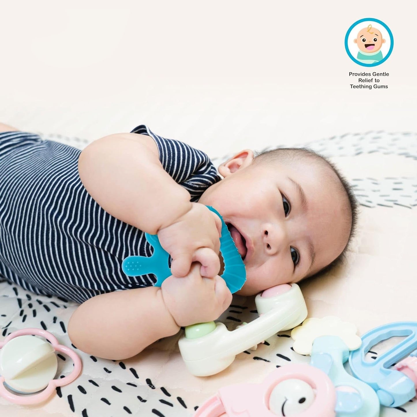 Silicone Baby Teether Pack of 1 (Mix Design & Color)