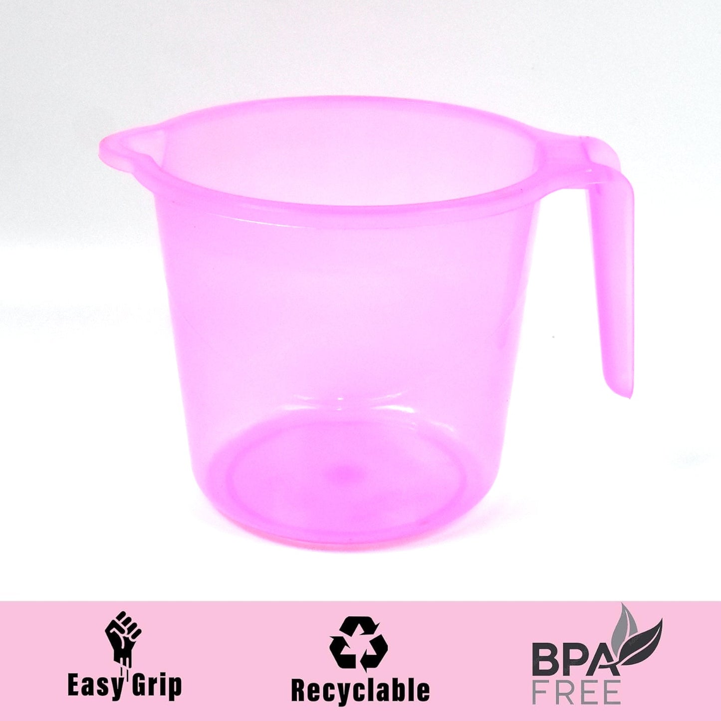 Plastic Round Transparent Bath Water Mug (5 pc / Mix colour / 1200 ML)