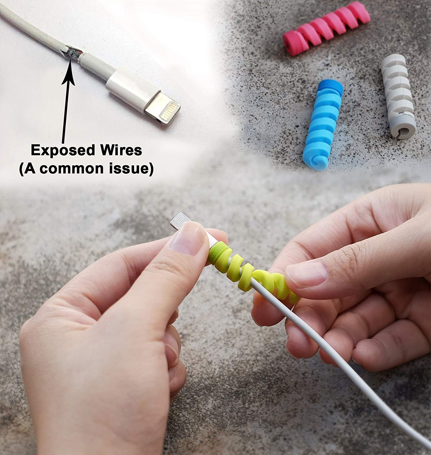 Spring cable protectors to safeguard chargers, 4 pieces