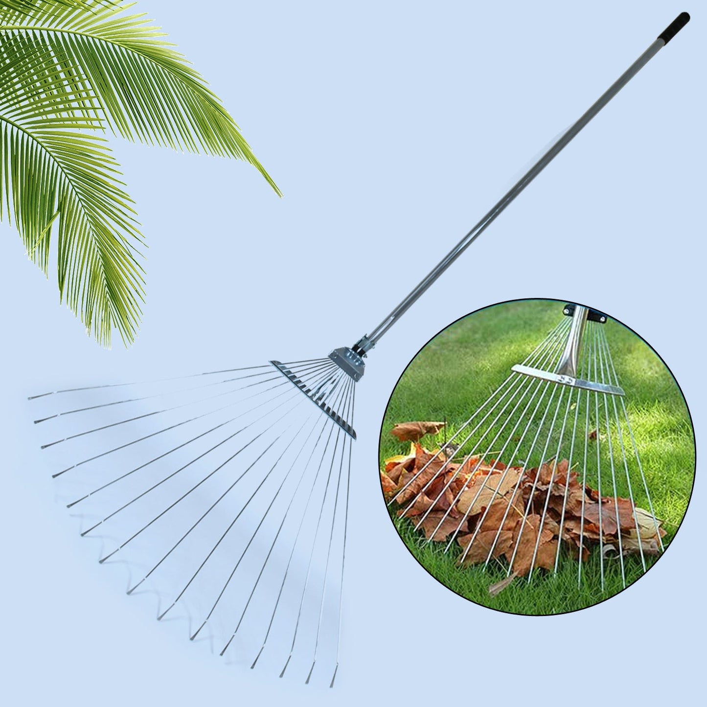 Rake for Gardening, Stainless Steel Telescopic Garden Rake for Quick Clean Up of Lawn and Yard, Adjustable Rake  Garden Broom with Long Handle for Clean Leaves (MOQ :- 12 pc)