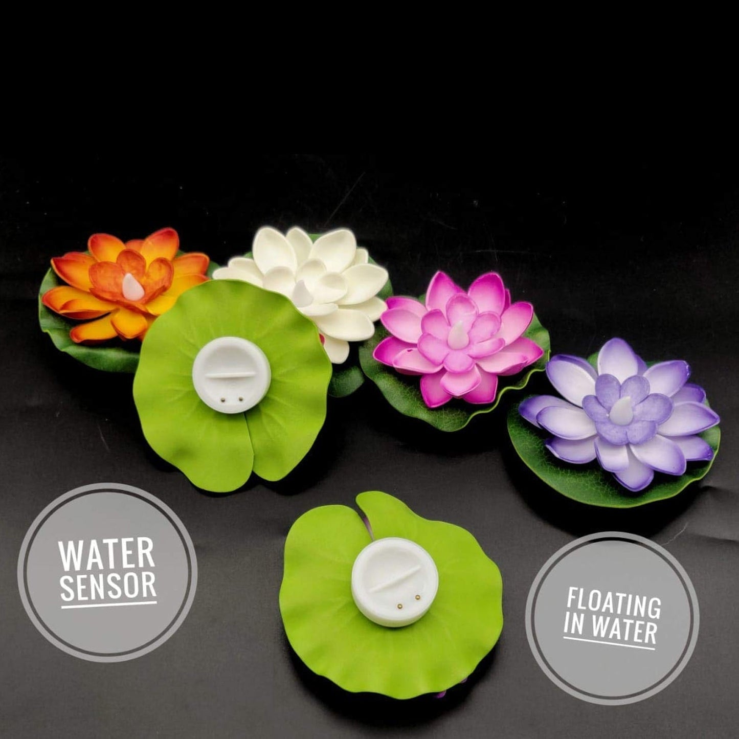 Floating LED candles in lotus flower design for decoration