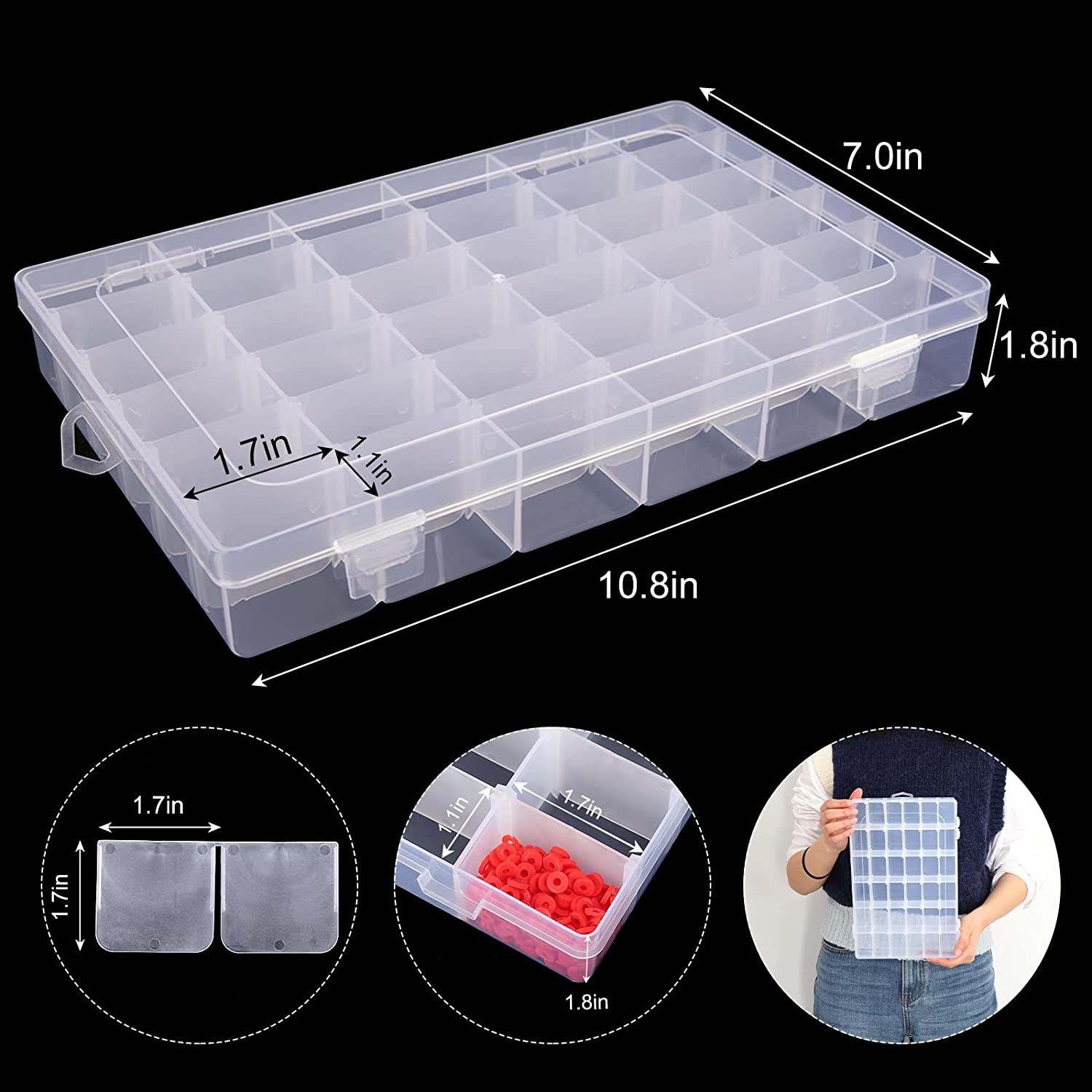 Clear plastic box with dividers