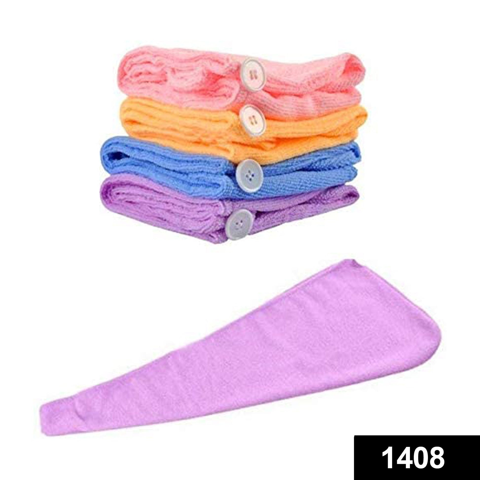 Absorbent microfiber towel for hair, quick-dry turban style.