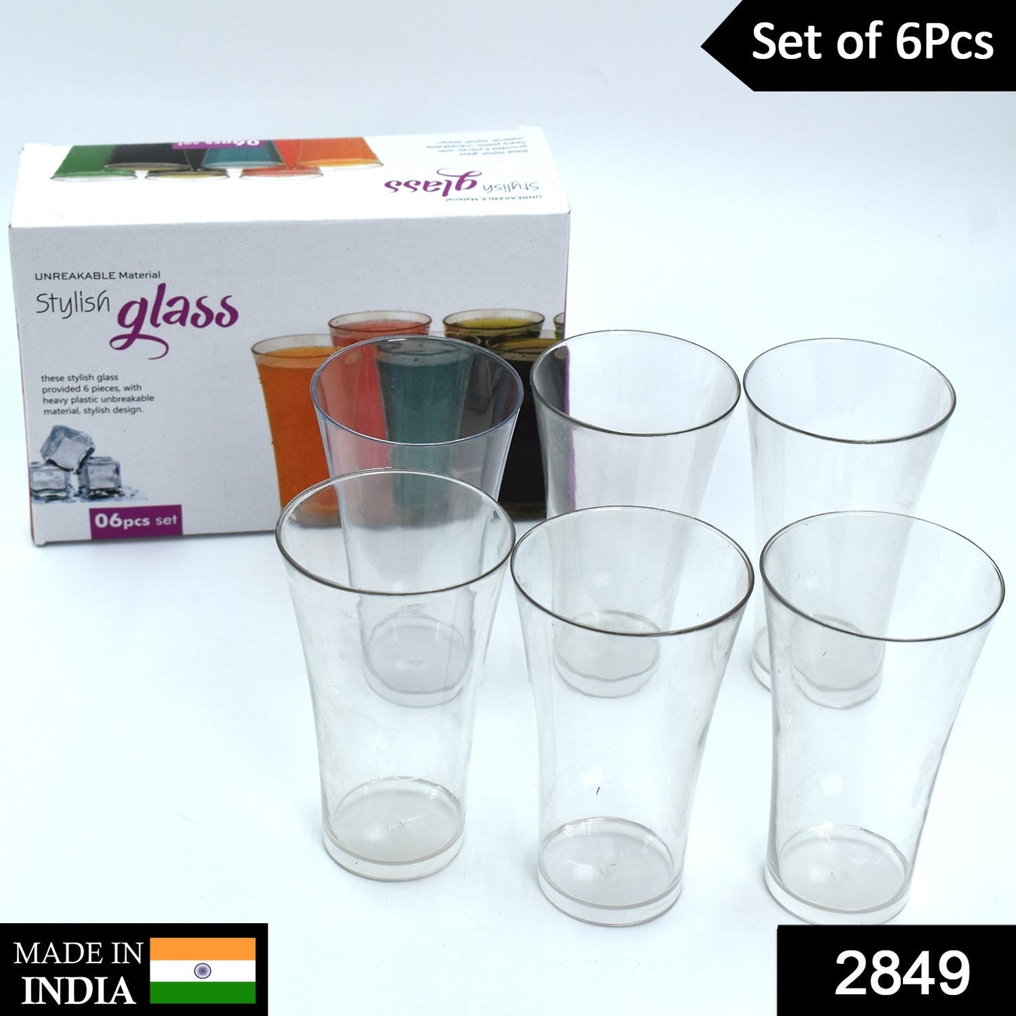 Transparent juice glasses set of 6