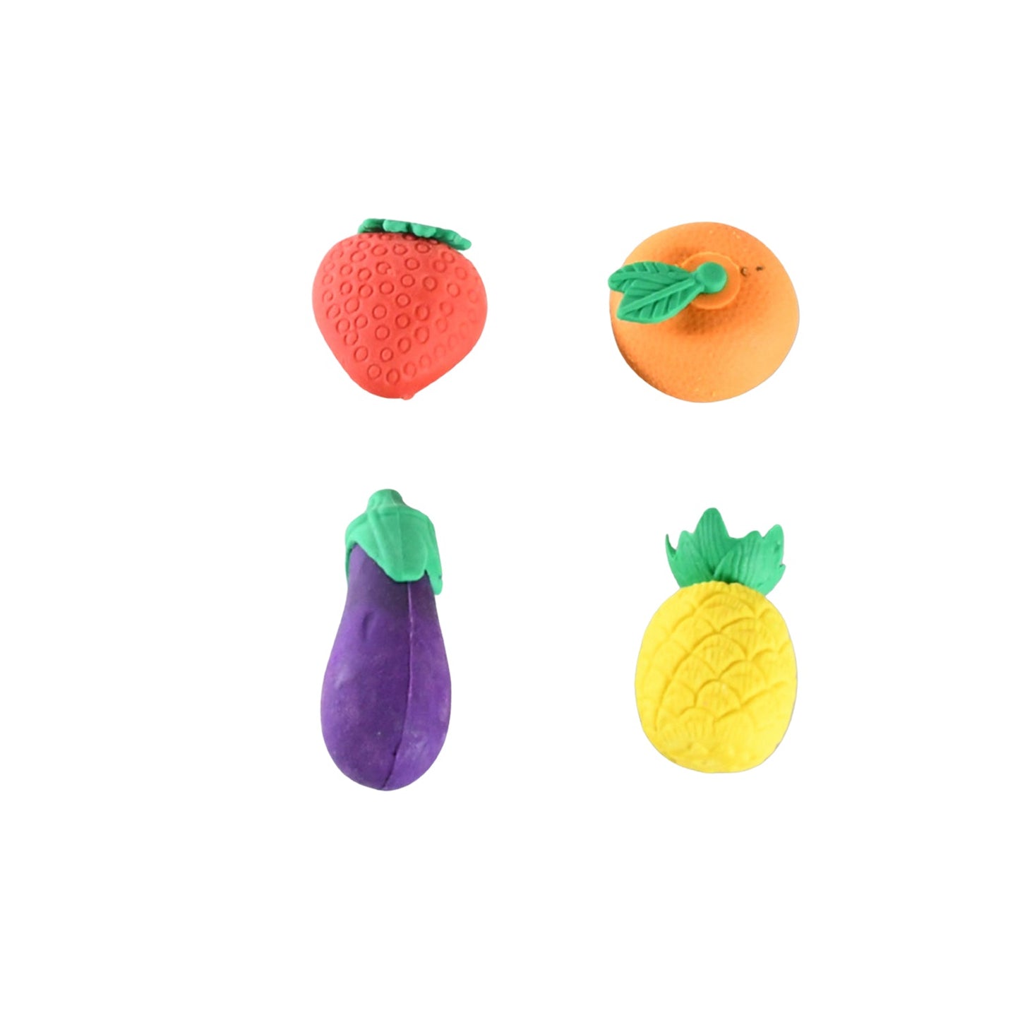 Mini Cute Vegetables and Fruits Erasers or Pencil Rubbers for Kids, 1 Set Fancy & Stylish Colorful Erasers for Children, Eraser Set for Return Gift, Birthday Party, School Prize, 3D Erasers  (4 pc Set)