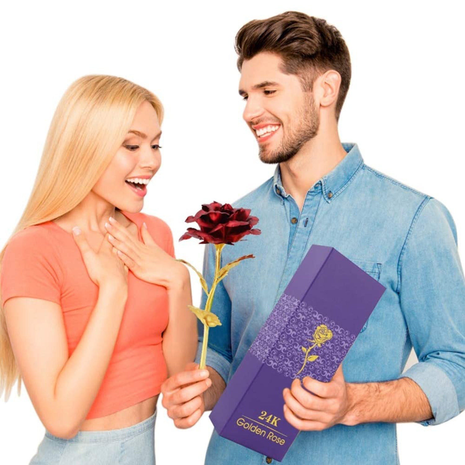 24k gold plated rose with LOVE stand, perfect for gifting