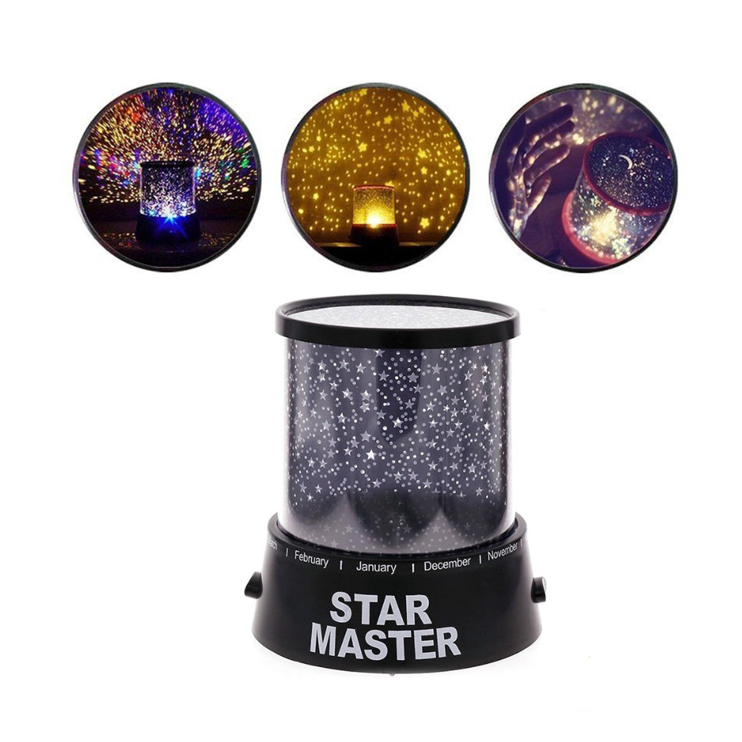 Star projector lamp with LED lights and USB connection