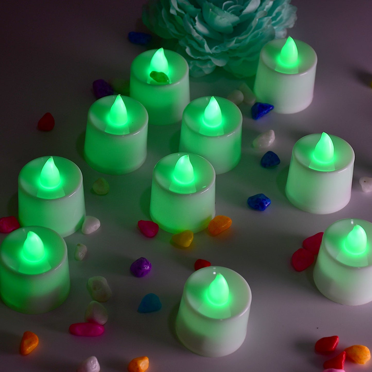 Green LED flameless tealights