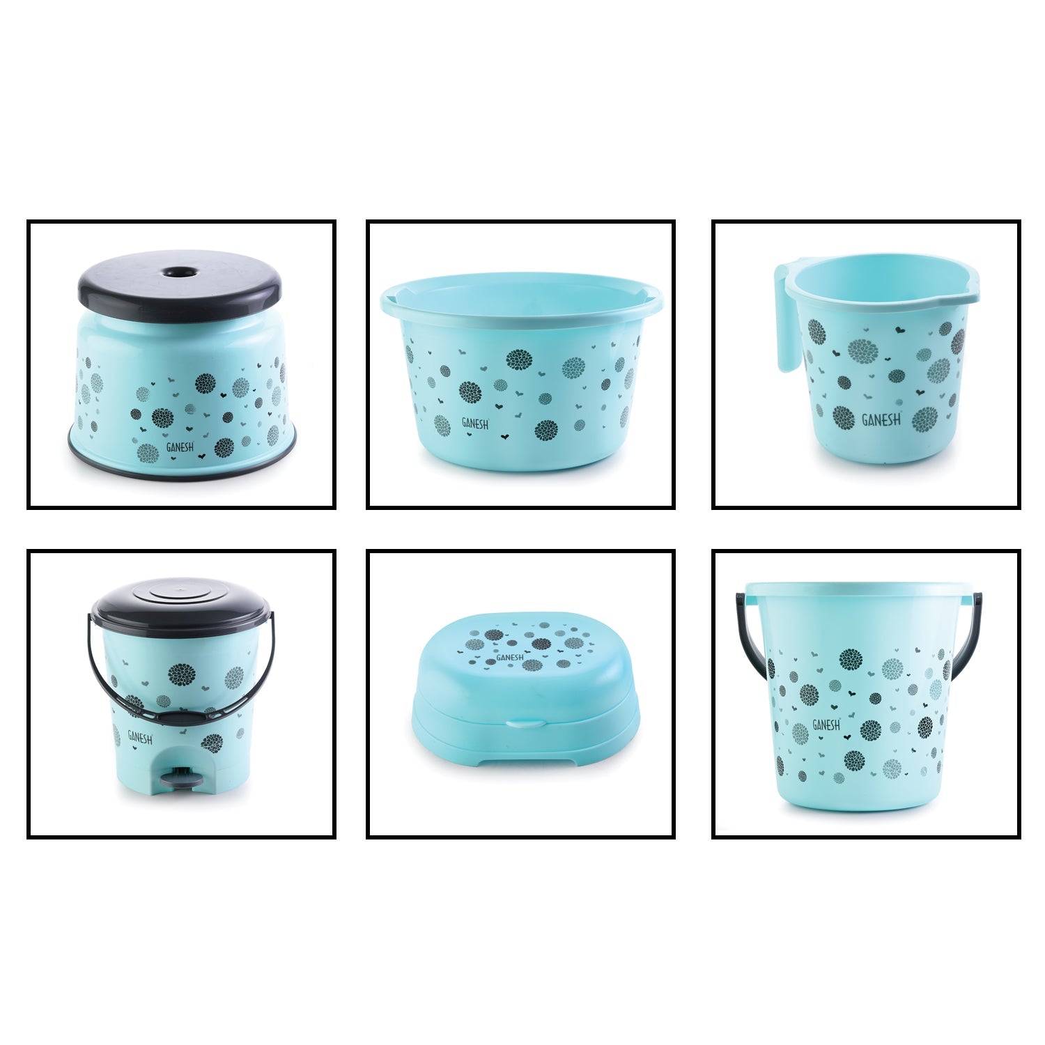 Bathroom bucket and mug set