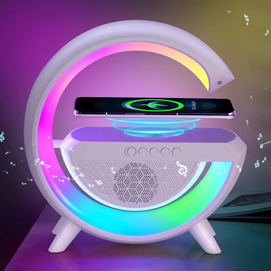 3-in-1 LED night lamp with Bluetooth speaker and wireless charger