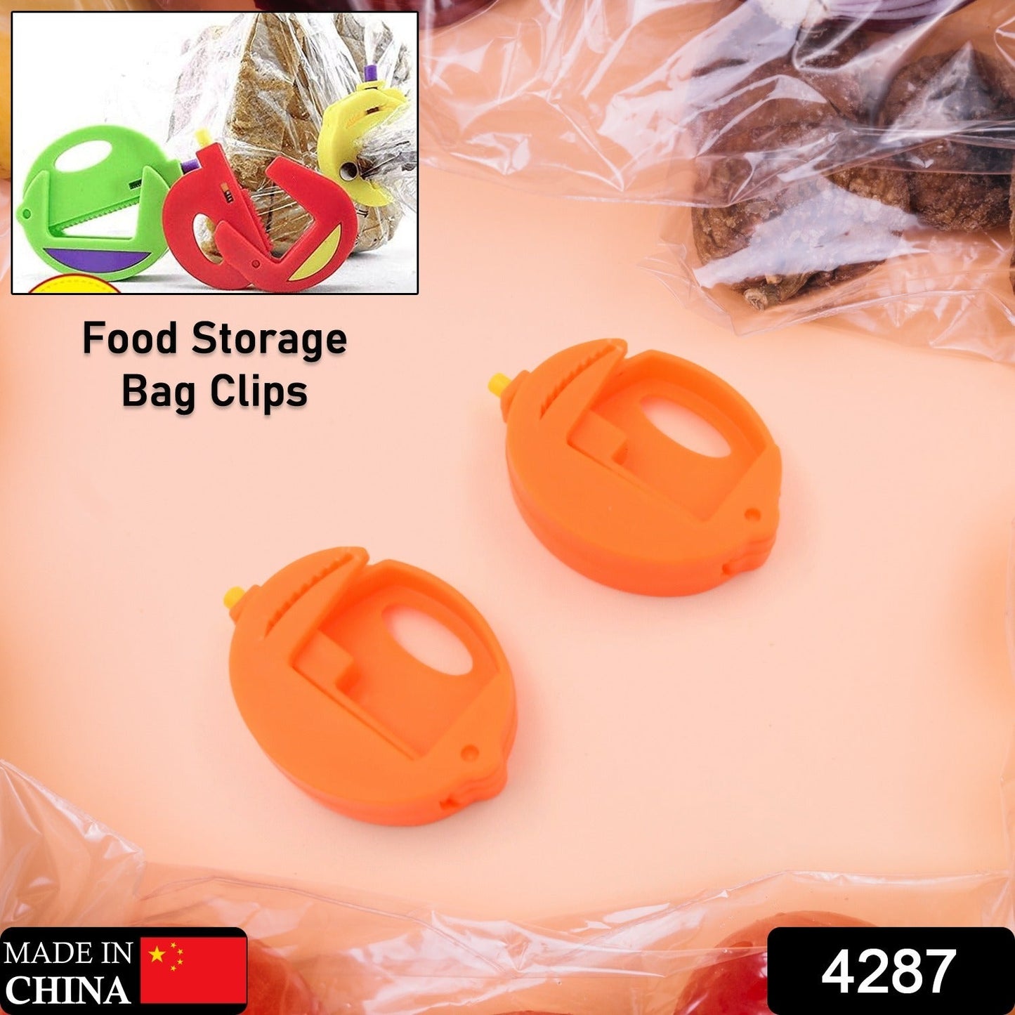 Magnetic seal bag clips for snacks, plastic and durable, 2 pcs.