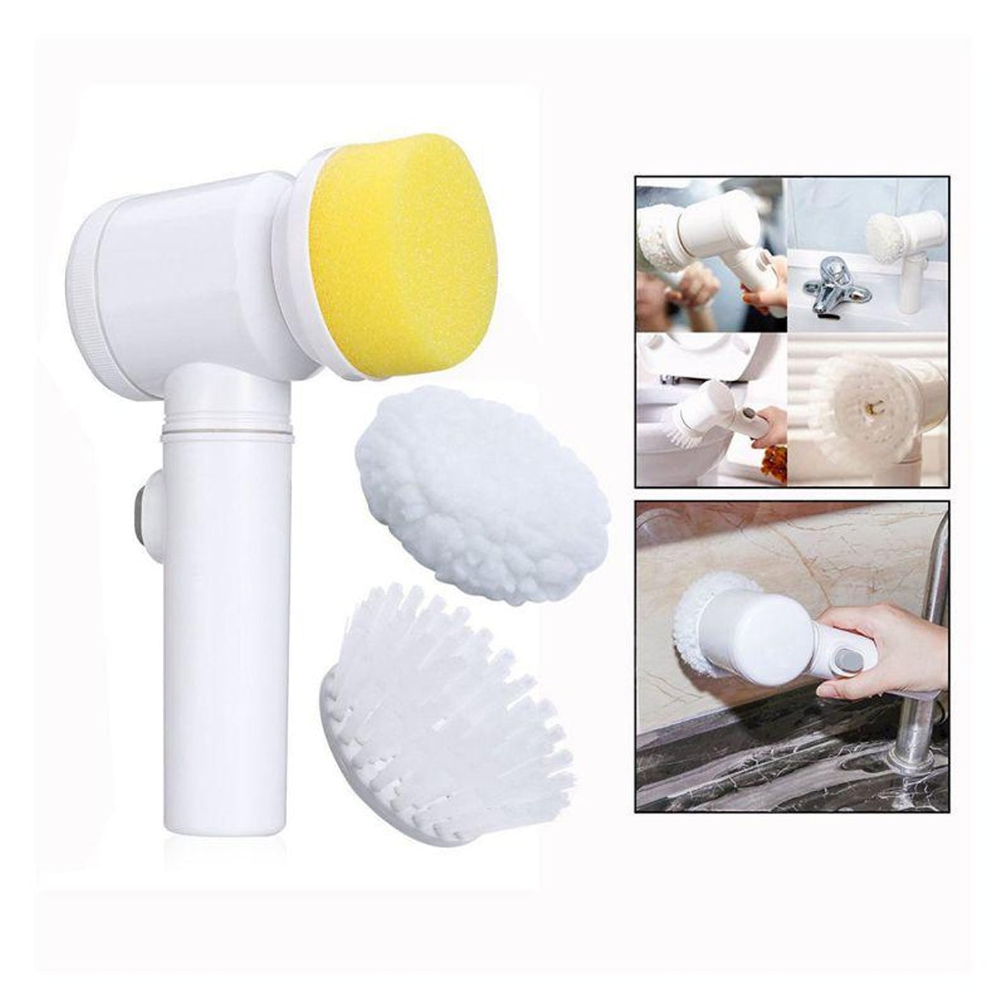 Multi-Functional Electric Cleaning Brush 5 in 1 Magic Power Scrubber Household Cleaning Tools Spin Scrubber with Buffer Polisher, for Bathroom, Shower, Tub, Kitchen Floor