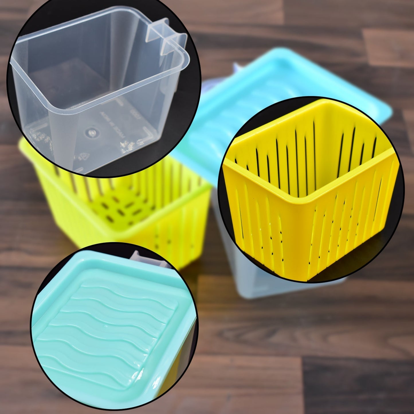 Stackable plastic storage containers with handles for fridge and pantry