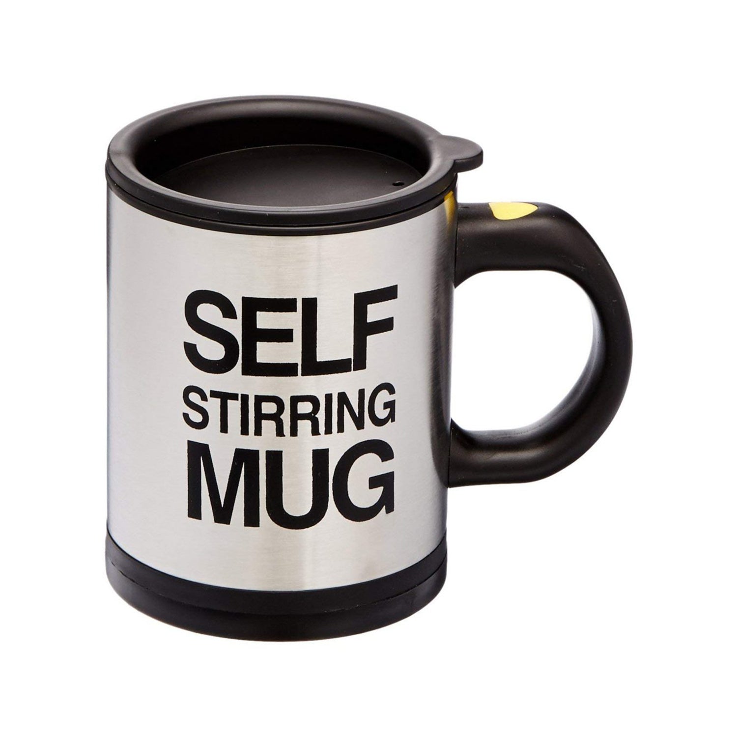 Innovative self-stirring mug for automatic stirring of drinks and beverages.