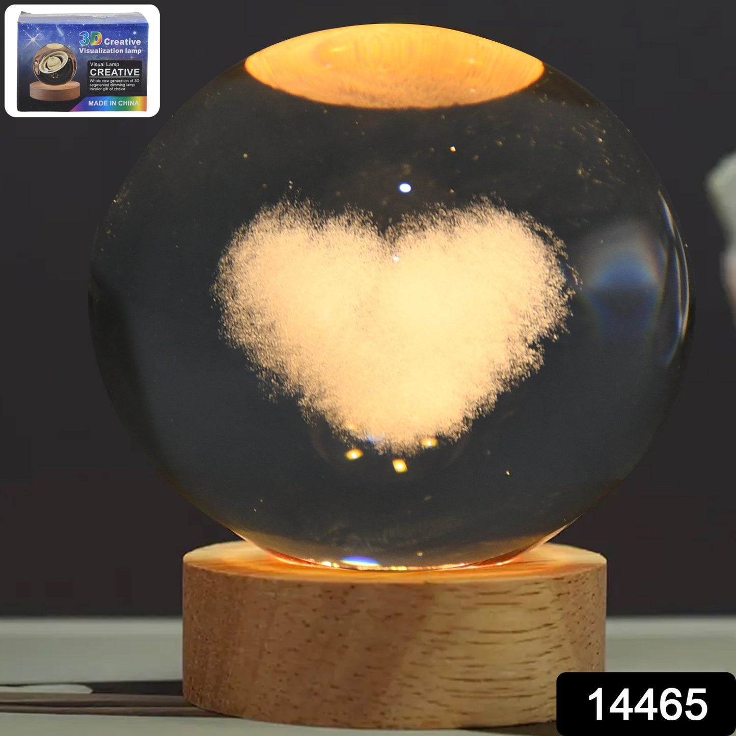 Heart 3d Crystal Ball Lamps With Base (1 Pc)