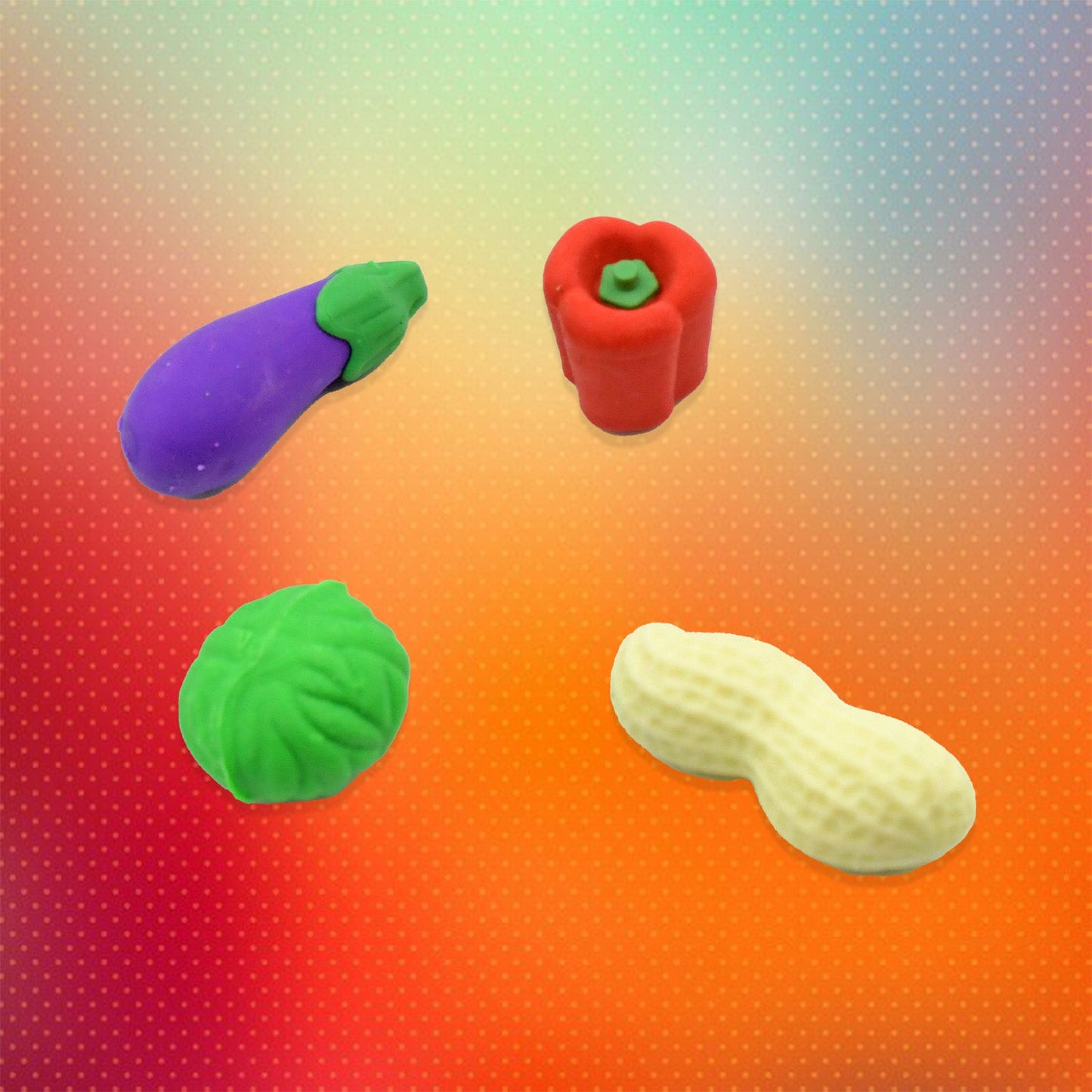 Mini vegetable and fruit erasers for kids