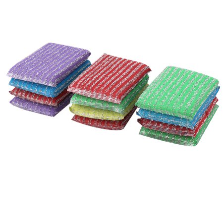 Scratch-proof scrubber pads for kitchen utensils, pack of 12, durable and gentle on surfaces.