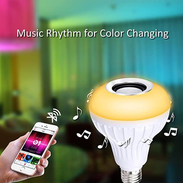 Wireless Bluetooth Sensor 12w Music Multicolor Led Bulb With Remote Controller