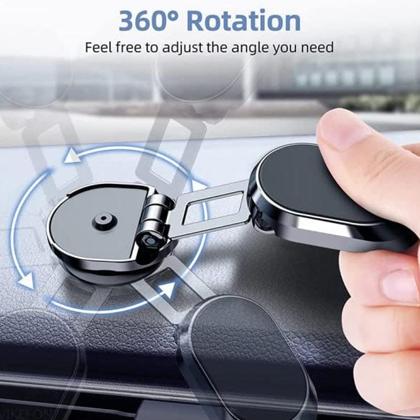 Magnetic Car Phone Holder | Metal Folding Car Phone Holder | 360 Degree Rotating -  (Pack Of 1)