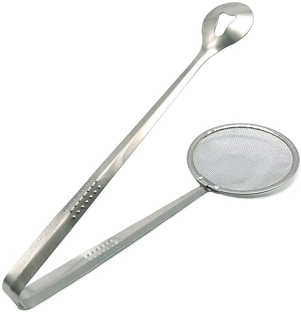 2-in-1 stainless steel filter spoon with clip, multi-functional.