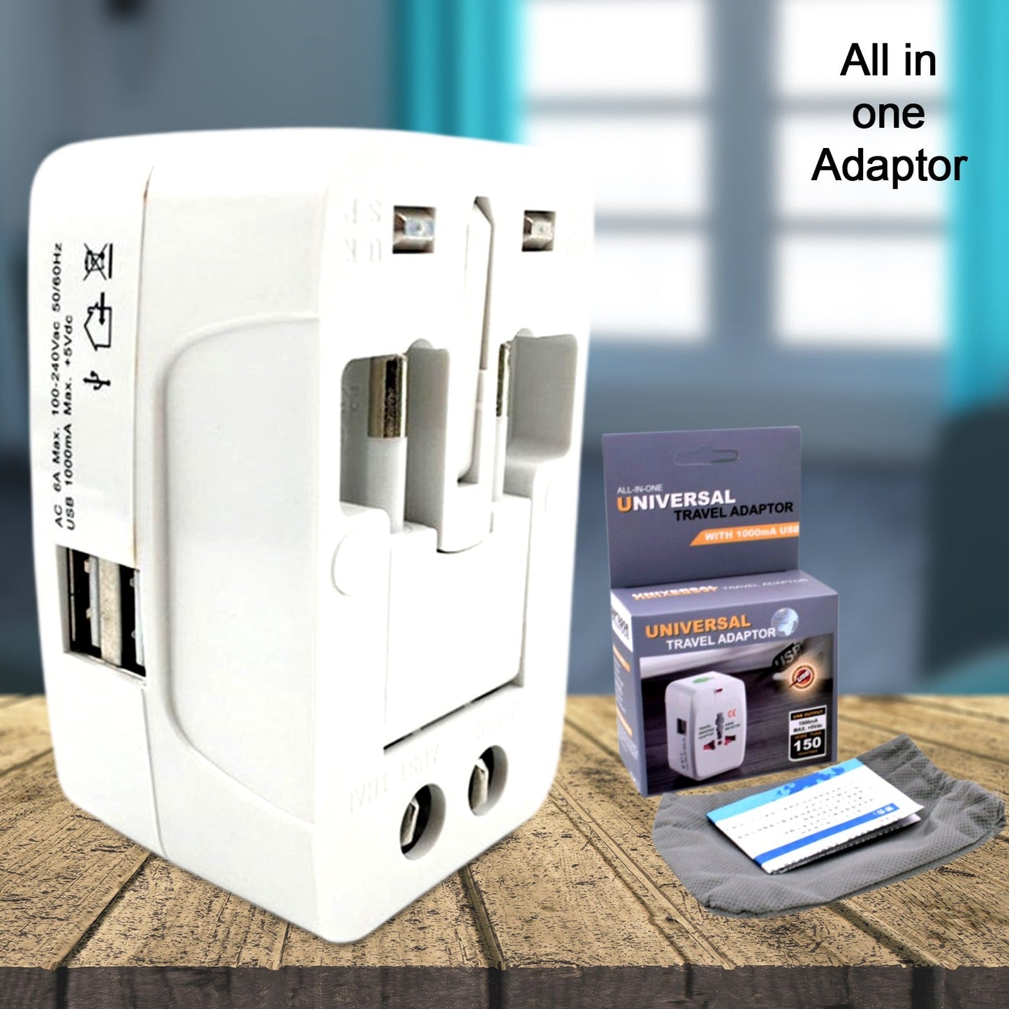 Universal Travel Adapter, International All in One Worldwide Travel Adapter and Wall Charger with USB Ports with Multi Type Power Outlet USB 2.1A,100-250 Voltage Travel Charger