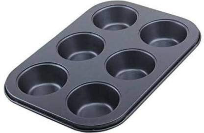 Non-stick reusable cupcake baking tray for 6 muffins.